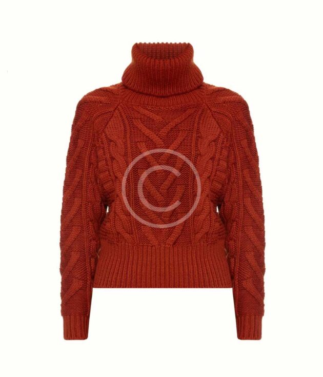 Cable knit turtleneck sweater