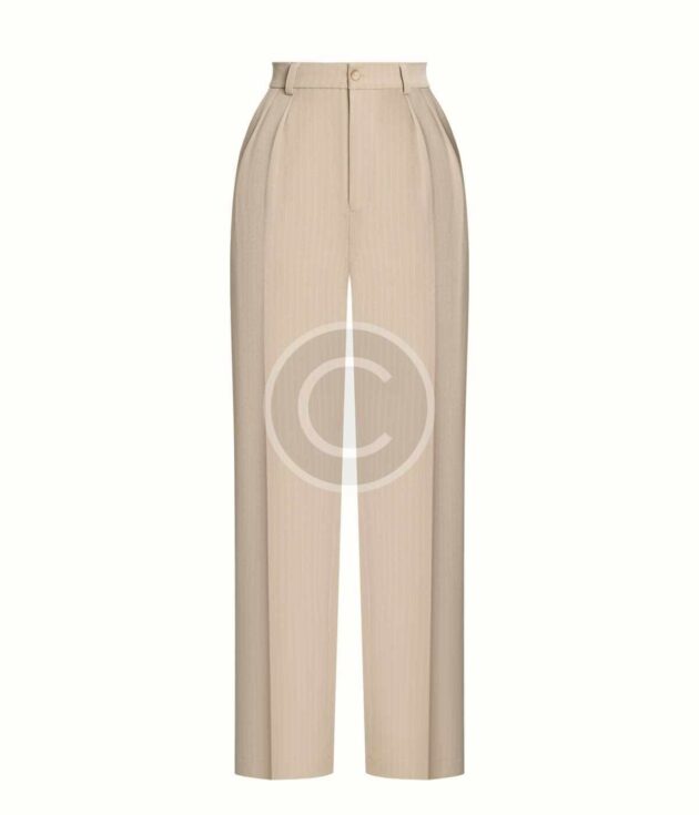 Beige pleated tourist trousers